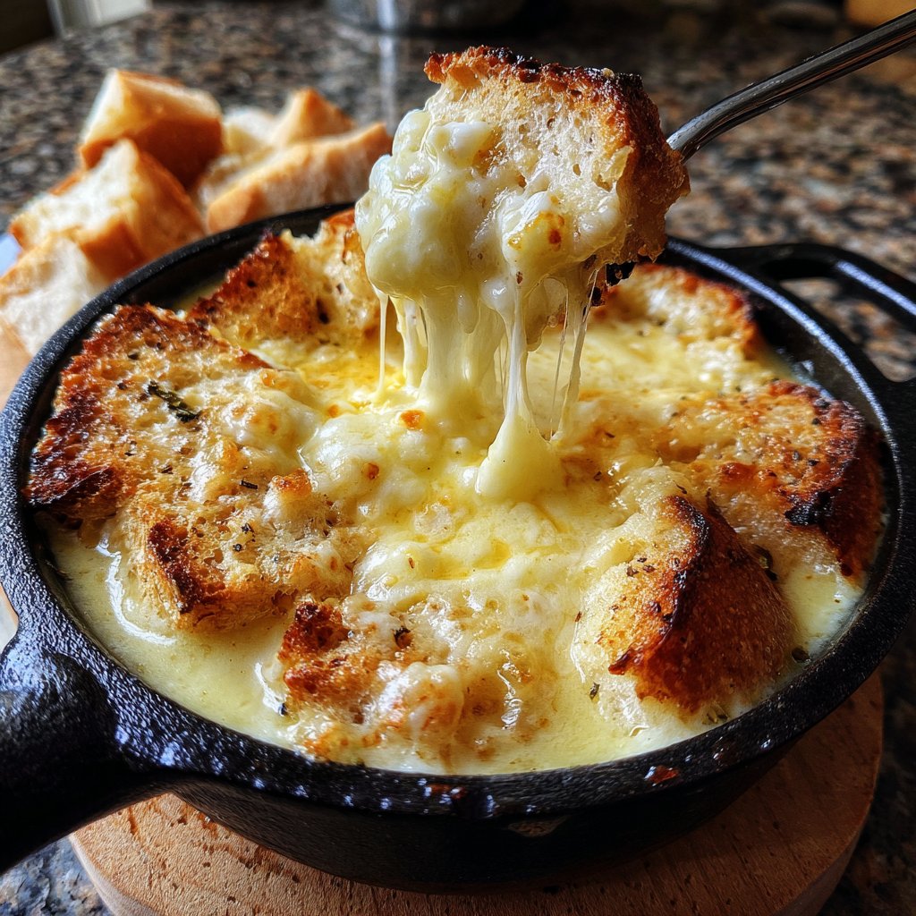Fondue with Swiss Cheese and Garlic