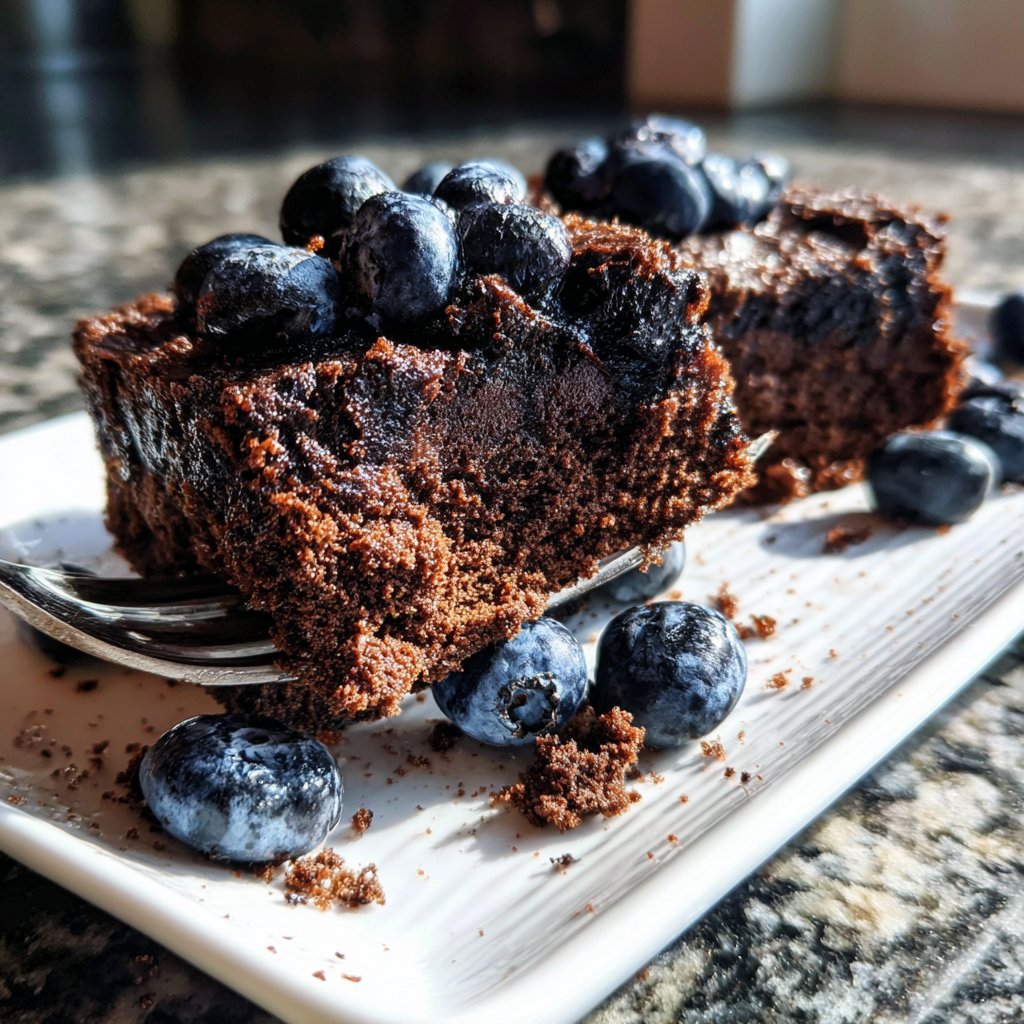 Cottage Cheese Brownies with Blueberries
