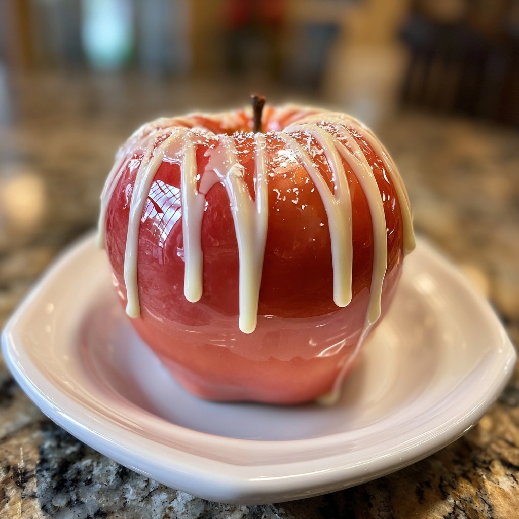 Candy Apple With White Chocolate Drizzle