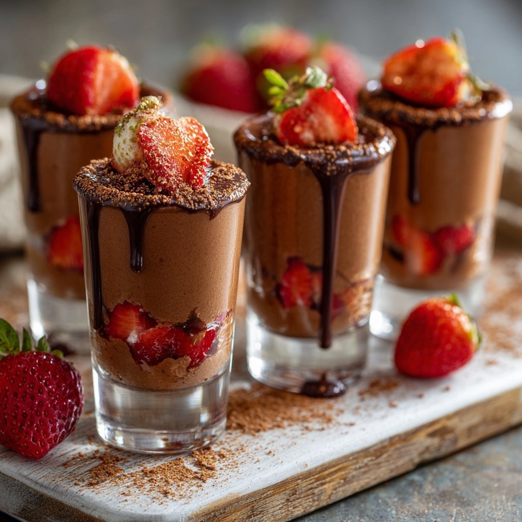 Chocolate Covered Strawberry Dessert Shooters