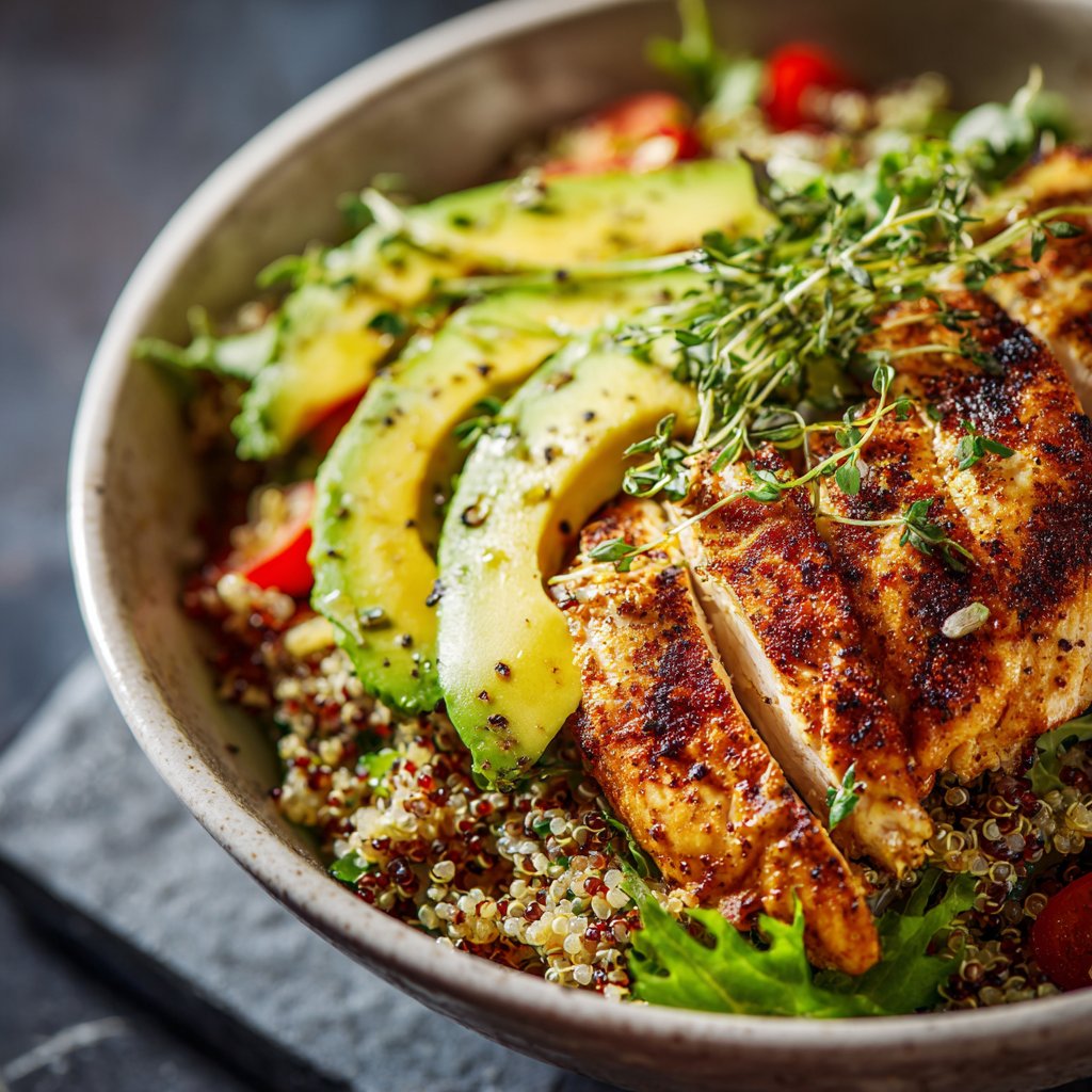 High Protein Chicken Quinoa Bowl