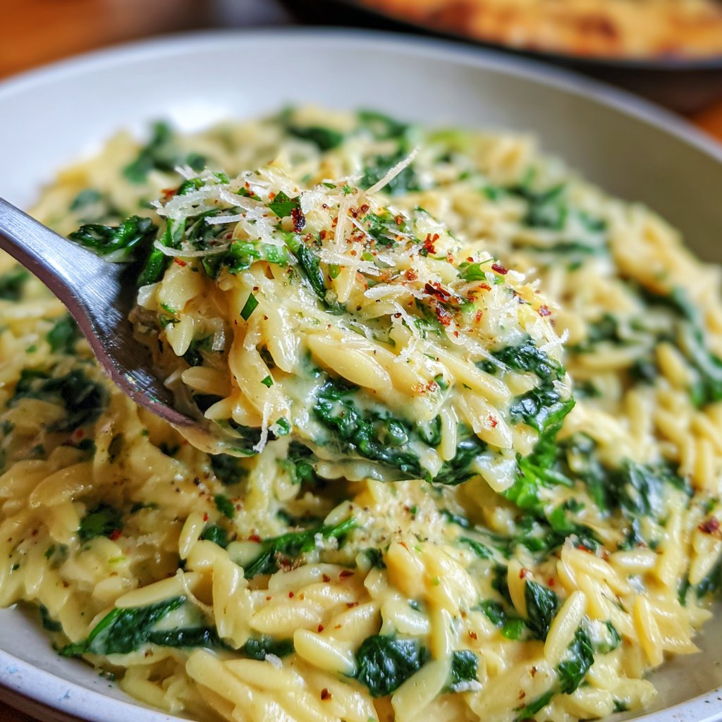Creamy Spinach Parmesan Orzo