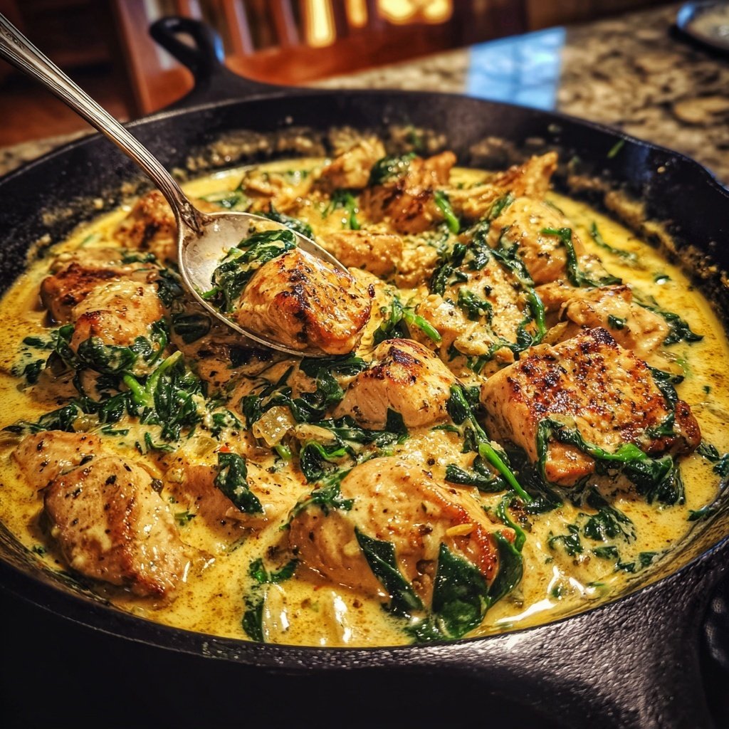 Creamy Lemon Chicken And Spinach Skillet